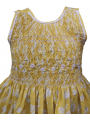 Robe smocks sans manches en coton jaune imprimé