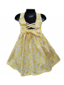 Robe smocks sans manches en coton jaune imprimé