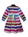 Robe smocks en coton rayures multicolore manches longues
