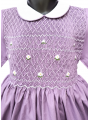 Robe smocks manches longues en coton piqué violet