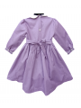 Robe smocks manches longues en coton piqué violet