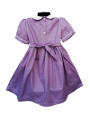 Robe smocks manches ballons  en coton piqué violet