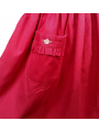 Robe smocks manches ballons col brodé en coton piqué rouge foncé