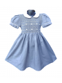 Robe smocks manches ballons en coton gris
