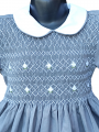 Robe smocks manches ballons en coton gris