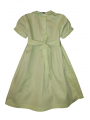 Robe smocks manches ballons en coton piqué vert anis