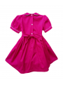 Robe smocks manches ballons col Claudine en coton piqué fuchsia