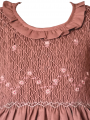 Robe smocks manches longues col volant en coton taupe