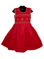 Robe smocks sans manches en coton piqué rouge foncé