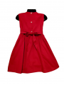 Robe smocks sans manches en coton piqué rouge foncé