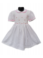 Robe smocks manches ballons  en coton piqué blanc