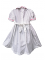 Robe smocks manches ballons  en coton piqué blanc