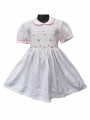 Robe smocks manches ballons  en coton piqué blanc