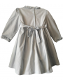 Robe smocks manches longues col Pierrot en coton piqué bleu ciel