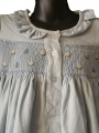 Chemise de nuit smocks en coton piqué bleu ciel