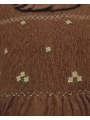 Robe smocks manches longues en velours marron