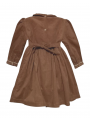 Robe smocks manches longues en velours marron