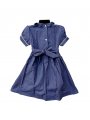Robe smocks manches ballons en coton finette épais bleu marine