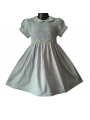Robe smocks manches ballons en coton bleu ciel