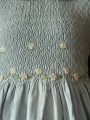 Robe smocks manches ballons en coton bleu ciel
