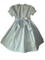 Robe smocks manches ballons en coton bleu ciel