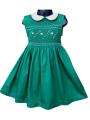 Robe smocks sans manches en coton piqué vert