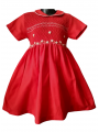 Robe smocks manches courtes en coton rouge