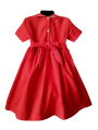 Robe smocks manches courtes en coton rouge