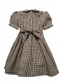 Robe smocks manches ballons en coton finette vichy marine