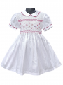 Robe smocks manches ballons en coton piqué blanc