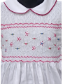 Robe smocks manches ballons en coton piqué blanc