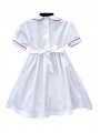 Robe smocks manches ballons en coton piqué blanc