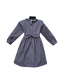 Robe smocks manches longues col Pierrot en coton piqué bleu marine