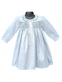 Chemise de nuit smocks en coton piqué bleu ciel
