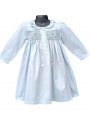 Chemise de nuit smocks en coton piqué bleu ciel