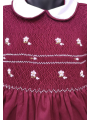 Robe smocks manches ballons  en coton piqué grenat