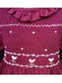Robe smocks manches longues  en coton piqué grenat
