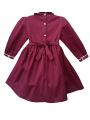 Robe smocks manches longues  en coton piqué grenat