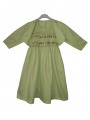 Robe boléro smocks manches 3/4 en coton piqué vert anis