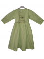 Robe boléro smocks manches 3/4 en coton piqué vert anis