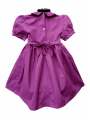 Robe smocks manches ballons col brodé en coton piqué violet