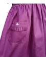 Robe smocks manches ballons col brodé en coton piqué violet