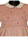 Robe smocks manches ballons en coton finette rose