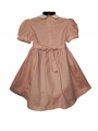 Robe smocks manches ballons en coton finette rose