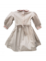 Robe smocks manches longues  en coton piqué beige