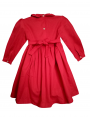 Robe smocks manches longues col Pierrot en coton piqué rouge vif