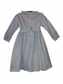 Robe smocks manches longues en coton piqué bleu ciel