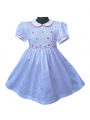 Robe smocks manches ballons col blanc en coton piqué blanc