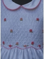 Robe smocks manches ballons col blanc en coton piqué blanc