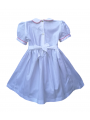 Robe smocks manches ballons col blanc en coton piqué blanc